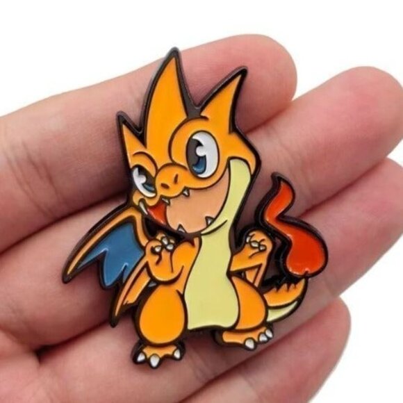 Toon Charizard Enamel Pin - Vibrant Pokemon Inspired Collectible - Picture 4 of 6